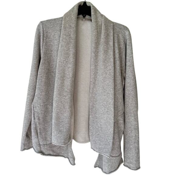 Athleta French Terry Tranquility Wrap Size Large Sweatshirt Open Cardigan Gray - Picture 3 of 11